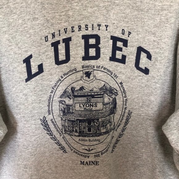 University of Lubec Maine Funny Sweatshirt Crewneck Grey Large - Picture 3 of 5